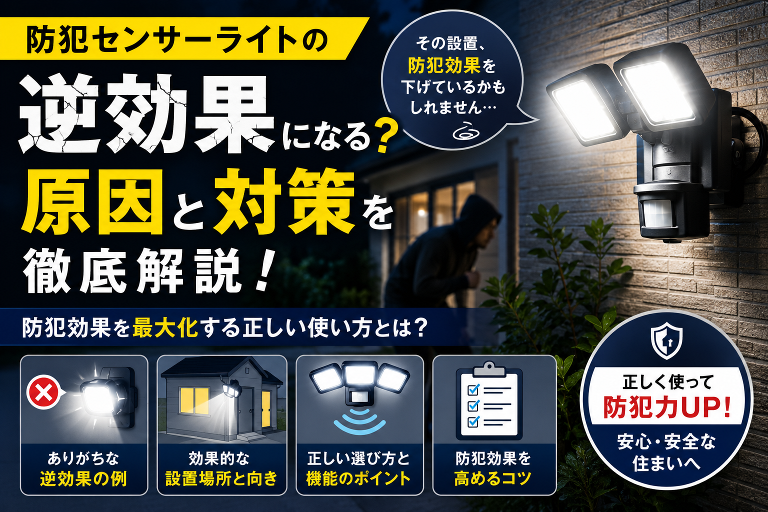 防犯センサーライトは逆効果?危険な落とし穴と正しい設置方法を徹底解説