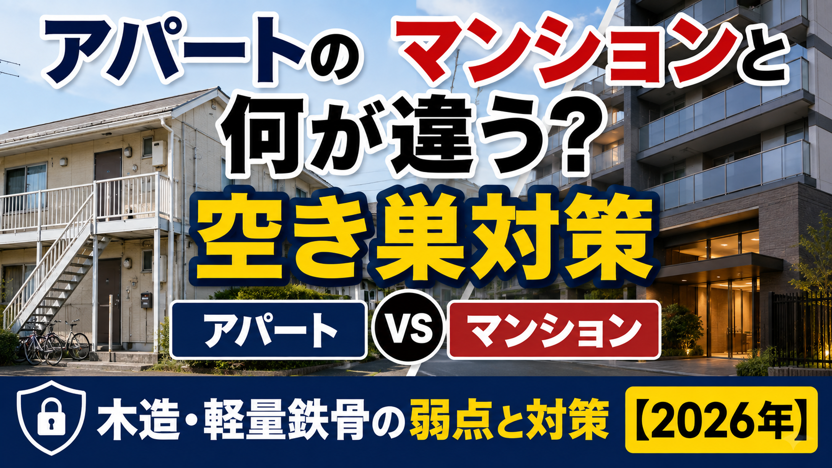 アパートの空き巣対策はマンションと何が違う?木造・軽量鉄骨の弱点【2026年】