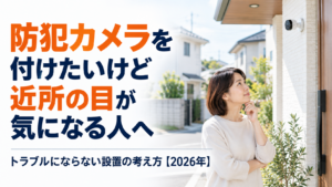 防犯カメラを付けたいけど近所の目が気になる人へ。トラブルにならない設置の考え方【2026年】