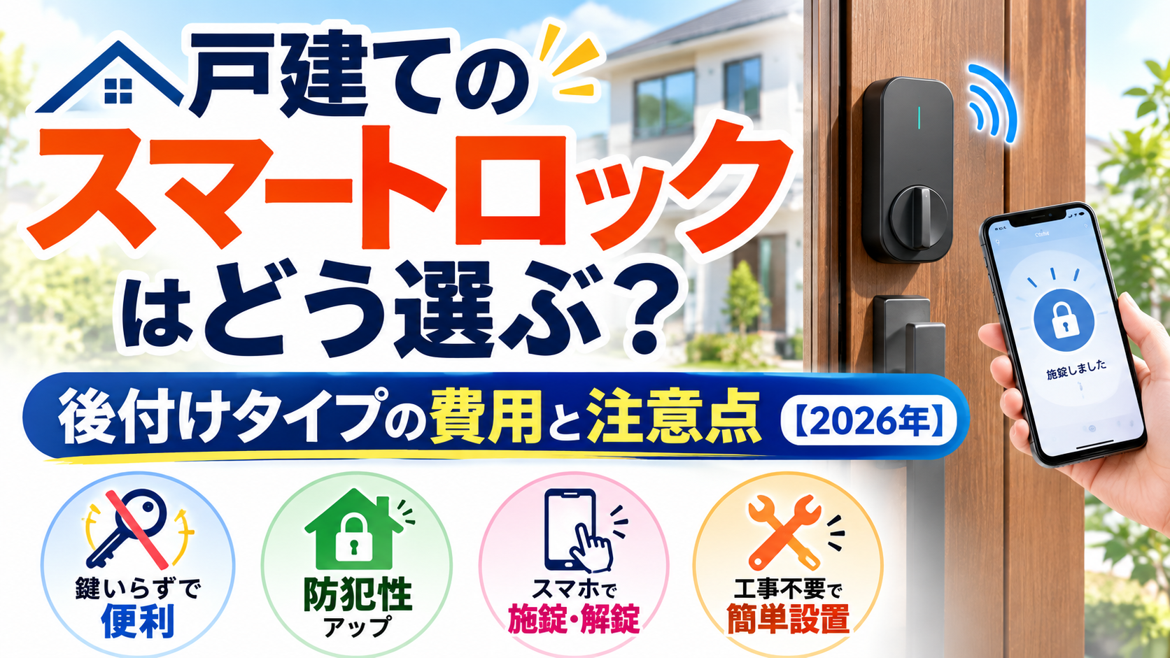 戸建てのスマートロックはどう選ぶ?後付けタイプの費用と注意点【2026年】