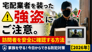 宅配業者を装った強盗にご注意。訪問者を安全に確認する方法【2026年】